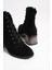Lux Bağcıklı Fermuarlı Ortopedik Taban Suya ve Soğuğa Dayanıklı Topuklu Süet Kadın Bot St Siyah 2