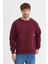 Bordo Bisiklet Yaka Erkek Oversize Sweatshirt Pamuklu Basic 3 Iplik Şardonlu 1