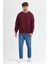 Bordo Bisiklet Yaka Erkek Oversize Sweatshirt Pamuklu Basic 3 Iplik Şardonlu 2