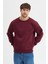 Bordo Bisiklet Yaka Erkek Oversize Sweatshirt Pamuklu Basic 3 Iplik Şardonlu 3