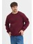 Bordo Bisiklet Yaka Erkek Oversize Sweatshirt Pamuklu Basic 3 Iplik Şardonlu 4