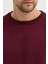 Bordo Bisiklet Yaka Erkek Oversize Sweatshirt Pamuklu Basic 3 Iplik Şardonlu 5