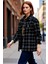 Kadın Tüvit Dokuma Ekose Desenli Çıt Kapamalı Oversize Ceket Gömlek Cepli Stil Fonksiyonel 5