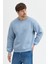 Mavi Bisiklet Yaka Erkek Oversize Sweatshirt Pamuklu Basic 3 Iplik Şardonlu 3