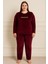 Kadın 13213 Büyük Beden Kadife Pijama Takımı Mürdüm 1