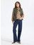 Yüksek Bel Düz Paça Bol Kesim Koyu Indigo Kadın Denim Pantolon J5WL-PNT7119 1