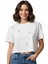 Taş Işlemeli Crop Beyaz Basic T-Shirt 2