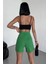 Tarz ve Rahatlığı Bir Arada Sunan Yüksek Bel Esnek Likralı Krep Şort Yeşil ( Lisinya ) 4