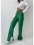Kadın Yeşil Deri Yırtmaçlı Pantolon - 10819 3