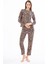 Premium Kadın Pijama Takımı Leopar Desenli Yumuşak Dokulu Bisiklet Yaka Uzun Kollu 1
