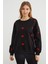 3 Iplik Kalp Nakışlı Oversize Sweatshirt 1
