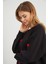 3 Iplik Kalp Nakışlı Oversize Sweatshirt 2