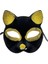 Siyah Renk Gold Simli Süet Kaplama Kedi Maskesi 18X14 cm 3