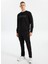 Bisiklet Yaka Baskılı Siyah Erkek Sweatshırt J5WM-SWT7692 3