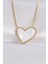 316L Çelik Zincir Altın Renk Mermer Desenli Kalp Kolye - Lisinya 1