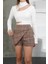 Iki Düğmeli Şort Etek Vizon H26414 6