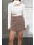 Iki Düğmeli Şort Etek Vizon H26414 8