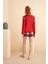 Kadın Nakışlı Şort Takım - Kırmızı 1