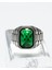 Zümrüt Yeşili Taşlı 925 Ayar Gümüş Erkek Yüzük – Modern ve Karizmatik Tasarım 1
