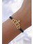 Gold Renk Zirkon Taşlı Taç Figür Makrome Bileklik - Lisinya 1