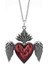 Gotik Alevli Kalp ve Melek Kanatlı Kolye – Kırmızı Taşlı Vintage Model 1