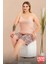 Lady Büyük Beden Zebra Tasarımlı Askılı Kolsuz Şortlu Pijama Takımı 2