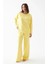 Kadın Oversize Sarı Desenli Pamuklu Kalın Pijama Takımı 1
