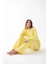 Kadın Oversize Sarı Desenli Pamuklu Kalın Pijama Takımı 4