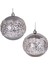 Yılbaşı Topu Beyaz Boncuk ve Halka Desenli 2&apos;li Paket Gümüş 10 Cm. 1