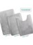 3'lü Banyo Paspas Seti Klozet Önü Peluş Yumuşacık Yıkanabilir Açık Gri (50X80-40X60-40X50) 3