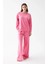 Kadın Oversize Pembe Puantiyeli Pamuklu Kalın Pijama Takımı 1