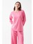 Kadın Oversize Pembe Puantiyeli Pamuklu Kalın Pijama Takımı 5