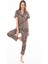 Premium Kadın Pijama Takımı Leopar Desenli Yumuşak Dokulu Kısa Kollu Gömlek Yaka 3