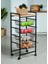 Dekoratif Tekerlekli Metal Sebzelik 4 Tel Sepetli Çam Ahşap Raflı Çok Amaçlı Stand 6