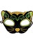 Siyah Kadife Kaplama Üzeri Sarı Yeşil Sim Işlemeli Kedi Maskesi 20X13 cm 2