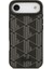 iPhone 17 Air Kılıf Lacoste Lisanslı M-Safeli Standlı Pu Deri Karışık Monogram Desenli Kapak Siyah 3