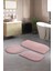 Pembe Cloudy Banyo Takımı 3'lü Dekoratif Peluş Kaymaz Taban Yıkanabilir. (60X100-40X60-60X60) 1