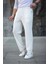 Erkek Paça Yırtmaçlı Burgu Selanik Dokulu Jogger Buggy Pantalon Rahat Kalıp - Beyaz 3