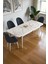 Mura Beyaz Mermer 80X132 Açılabilir Mdf Masa Yemek Odası Takımı, Mutfak Takımı 4 Adet Sandalye 2
