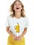 Kadın Beyaz Relaxed Fit %100 Pamuk Tişört – Pikachu Çizgi Karakter Baskılı 5