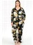 Lady Çiçek Desenli Uzun Kollu Düğmeli Üst ve Alt Büyük Beden Viskon Kumaş Pijama Takımı 1