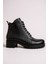 Modesa Hakiki Deri Siyah Fermuarlı&bağcıklı Kadın Bot 5