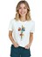 Kadın Beyaz Relaxed Fit %100 Pamuk Tişört – Bölünmüş Renkli Portre Baskılı 3