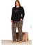 Lady Leopar Desenli Kadın Uzun Kol Penye Büyük Beden Pijama Takımı 1