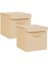 Textile 2&apos;li Bej Kapaklı Kutu Set 30 x 30 x 30 cm 3