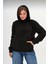 Kadın Peluş Kumoş Kanguru Cepli Kapüşonlu Rahat Kalıp Standart Sweatshirt 4