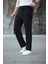 Erkek Paça Yırtmaçlı Burgu Selanik Dokulu Jogger Buggy Pantalon Rahat Kalıp - Siyah 3