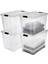 Ohyama, Saklama Kutuları, Saklama Kutusu, Çok Fonksiyonlu, 4&apos;lü Plastik Kutu Seti, 60 L, Kapak, Ergonomik Sap, Ofis, Ev – Ddntb-60 - Şeffaf 1