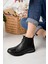 Hakiki Deri Siyah Kadın Günlük Kısa Bot 7
