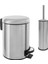 Serisi Antifenger Özellikli 2&apos;li Seti Çöp Kovası ve Kolozet Fırçası Paslanmaz Krom 3 Litre 2